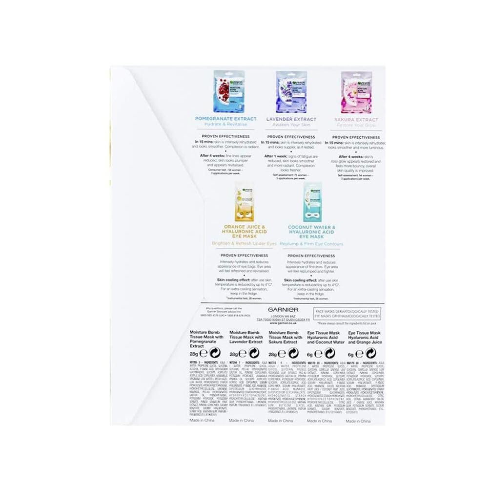 -[ Garnier Sheet Mask Discovery Collection | Face & Eye Sheet Masks for Dehydrated | Dull and Tired Skin -