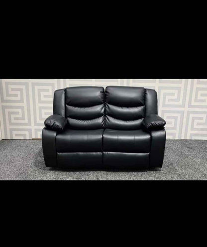 - Roma Leather Recliner Sofa with Cupholders | 2 Seater Sofa | Black (2 Seater) -
