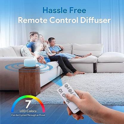ASAKUKI Essential Oil Diffuser 500ML, Diffusers for Home with Remote Control, 5 in 1 Ultrasonic Aromatherapy Diffuser with Auto Shut Off, 4 Timing Set, 7 LED Lights for Home Office Sleep