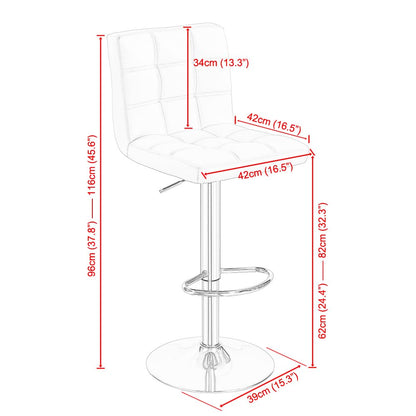 - Panana Bar Stools |Height Adjustable Cuban Bar Chairs | Synthetic Leather | 360° Swivel Kitchen Stool -