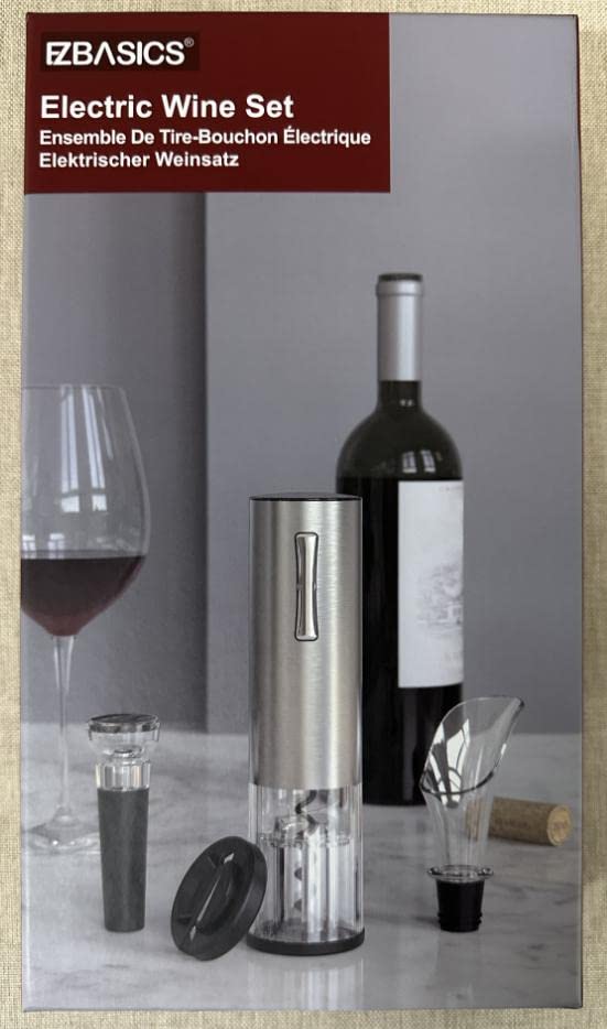 - EZBASICS Electric Wine Bottle Opener kit | Rechargeable Automatic Corkscrew -
