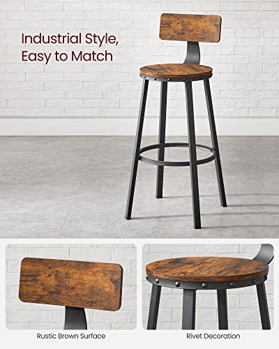 - VASAGLE Bar Stools, Set of 2 Tall Bar Stools -