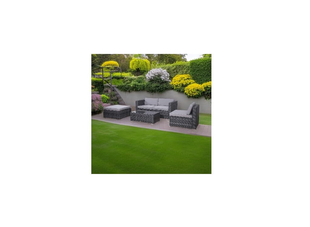 EVRE California Grey Outdoor Rattan Garden Furniture Conversation Set Top Dad