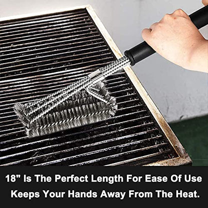 Coocnh Barbecue Brushes,Grill Brush,BBQ Brush for Grill,18" Grill Brush - Stainless Steel Brush w/Wire Bristles 3-in-1 Grill Cleaner Provides Effortless Cleaning