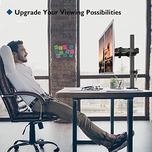 BONTEC Dual Monitor Stand, Adjustable Monitor Arm Desk Mount for 13-27 Inch Screens, Ergonomic Dual Monitor Stands, Height Adjustable Dual Monitor Arm Bracket with 360° Rotation, and Full Motion Tilt
