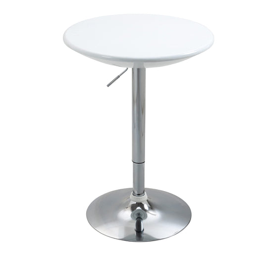 - HOMCOM Modern Round Bar Table | Adjustable Height Home Pub Bistro Desk | Swivel Painted Top with Silver Steel Leg and Base -