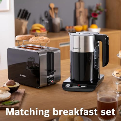 Bosch Styline TWK8633GB Variable Temperature Cordless Kettle, 1.5 Litres, 3000W - Black