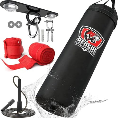 Outdoor Punch Bag 𝗛𝗘𝗔𝗩𝗬 𝗙𝗜𝗟𝗟𝗘𝗗 | For Boxing | Boxing Gloves | Skipping Rope & Bracket Set -