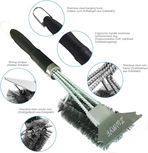 - ZWMYF BBQ Grill Cleaning Brush&Scraper – Barbecue Wire Brush for Grill