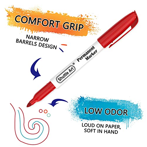 - Shuttle Art Permanent Markers | 24 Colors | Fine Point Assorted Colors | Permanent Marker Set -