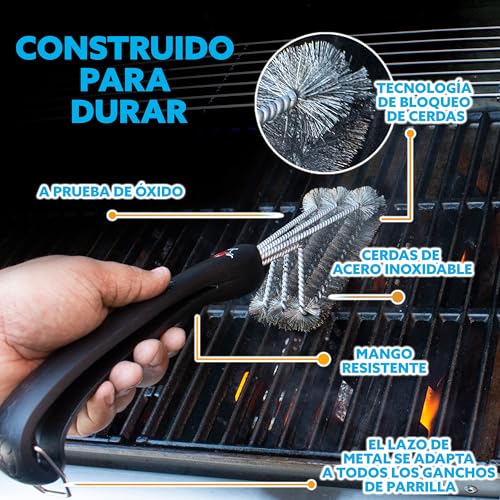 - Kona 360° Clean Grill Brush  | 18" Best BBQ Grill Brush | Stainless Steel 3-In-1 Grill Cleaner -