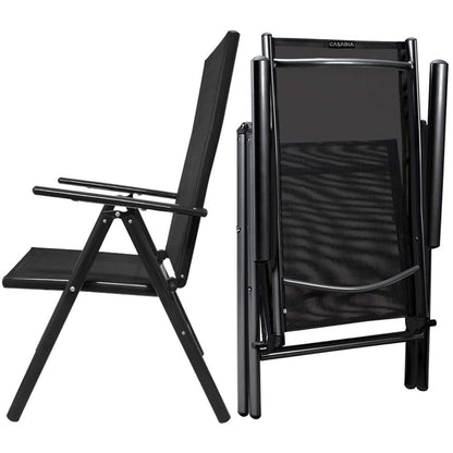 CASARIA® 4x Bern High Backed Folding Aluminium Garden Chairs | Weatherproof | 8-way Adjustable Reclining Backrest with Armrests | Lightweight 120 kg Load Capacity | Patio | Anthracite