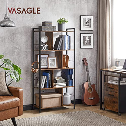 - VASAGLE Storage Unit, Bookcase, 5 Tiers, Open Compartments, Office Living Room -
