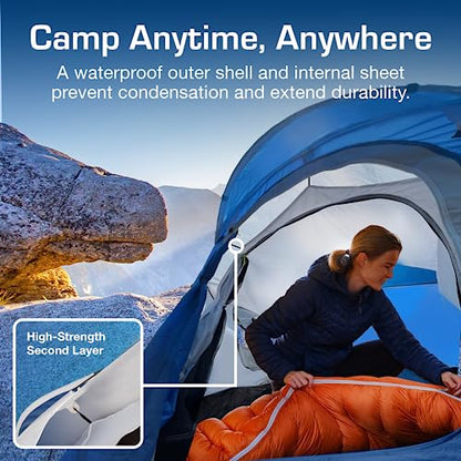 Active Era® Pop Up Tent - 2 Layer Waterproof 2 Person Pop-Up Tent – 100% Storm Tested with Advanced Ventilation and Easy-Pitch Construction - Perfect for Camping and Festivals (Blue)