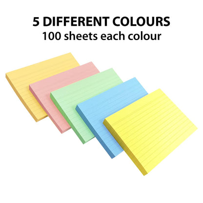 - NOTI A6 Neon Multi-Coloured Flash Revision Record Index Cards -