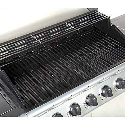 Cosmogrill barbecue 6+1 Pro Gas Grill BBQ (Silver with Cover)