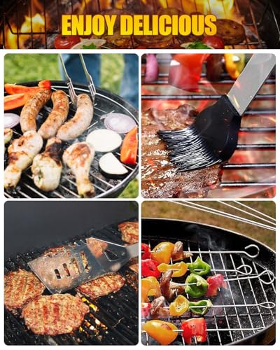 - Trongle BBQ Tools Set | 11pcs | Stainless Steel BBQ Utensils Set | Heat Resistant Handles| BBQ Accessories  -
