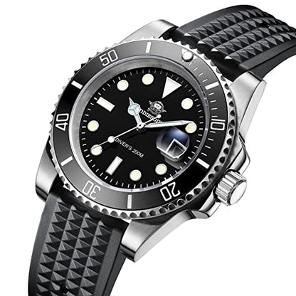 ADDIESDIVE Quartz Watches for Men Diver 200M Steel Watch with Waterproof Rubber Strap Waffle