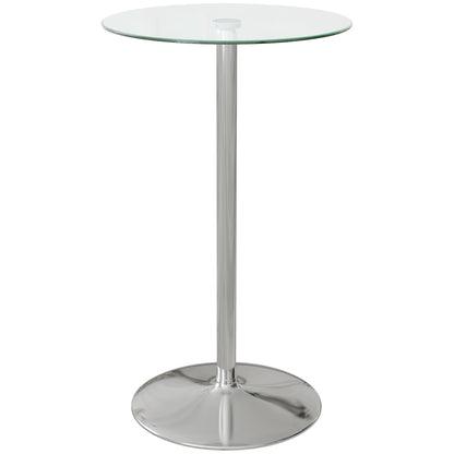 - HOMCOM Round Bar Table | Modern Bistro Table with Tempered Glass Top and Steel Frame -