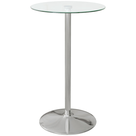 - HOMCOM Round Bar Table | Modern Bistro Table with Tempered Glass Top and Steel Frame -