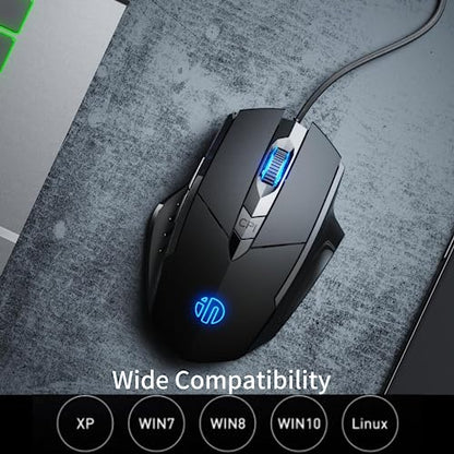 - Wired Mouse, USB wired mouse with 6 Button Silent Click
