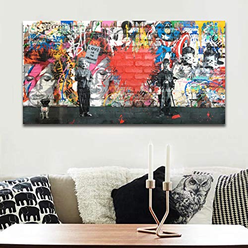 Banksy Canvas Wall Art Abstract Graffiti Street Art Canvas Wall Art Pictures Prints for Living Room Office Home Decoration
