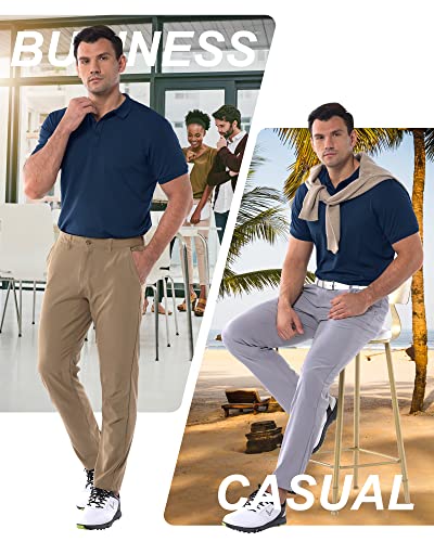 33,000ft Men's Polo Shirt Short Sleeve T-Shirt Golf Polo Moisture Wicking Polos Quick Drying Polos Outdoor Sports Athletic Tennis Performance Breathable T-Shirt for Golf Tennis Work Dark Blue M