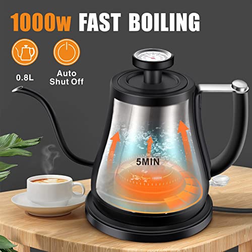 - Electric Gooseneck Kettle | 0.8 Litre 100% Stainless Steel Pour Over Kettle | Coffee Brew Kettle -