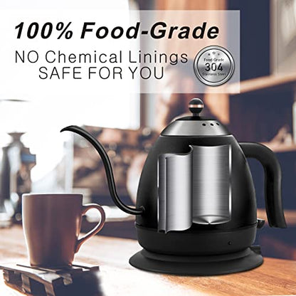 - Electric Gooseneck Kettle | Pour Over Coffee Kettle | 100% Stainless Steel -