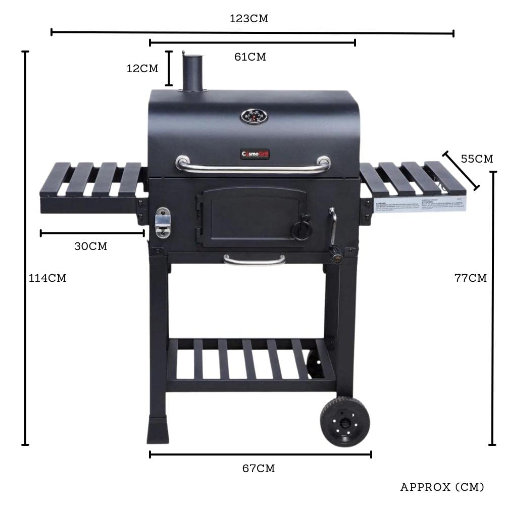 CosmoGrill Outdoor XL Smoker Barbecue Charcoal Portable BBQ Grill Garden