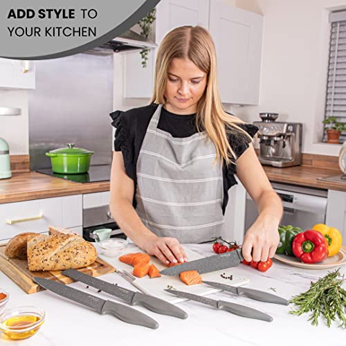 - Nuovva Professional Kitchen Knife Set | 5pcs Grey Kitchen Knives –