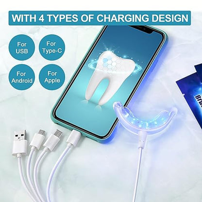 - Riatanxi Teeth Whitening Kit With Gel Light | 5×3ml Whitening Gel Pens | 16X Blue LED Light | Professional Home Care Bleaching System -