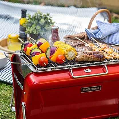 - George Foreman Portable Charcoal BBQ | Portable, Sturdy Foldable Legs -