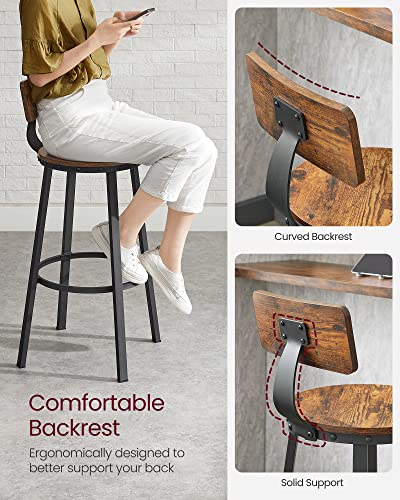 - VASAGLE Bar Stools, Set of 2 Tall Bar Stools -
