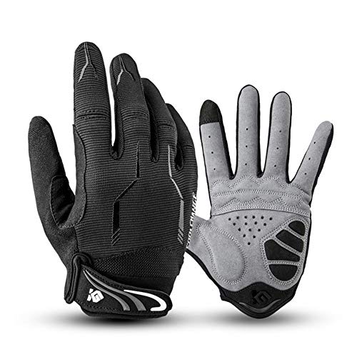 - I Kua Fly Cycling Gloves | Full Finger Mountain Bike Gloves | Gel Padded Touchscreen MTB Gloves for Men -