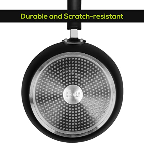 - KICHLY Aluminum Non Stick Frying Pan 28cm | Induction Frying Pan with Heat Resistant Handle | Anti-Scratch Omelette Pan | Non Stick -