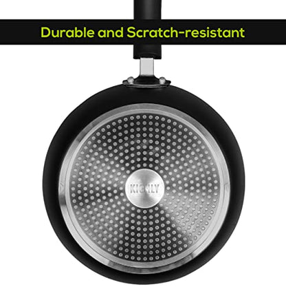 - KICHLY Aluminum Non Stick Frying Pan 28cm | Induction Frying Pan with Heat Resistant Handle | Anti-Scratch Omelette Pan | Non Stick -