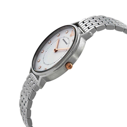 - Emporio Armani Watch for Women | Two Hand Movement | 32 mm Silver Stainless Steel Case with a Stainless Steel Strap | AR80023 -