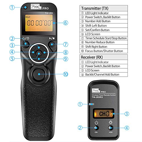 - PIXEL TW-283 DC2 | Wireless Remote Shutter Release | 2.4G Timer | Remote Control -