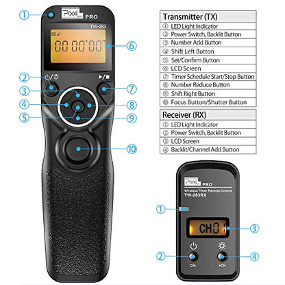 - PIXEL TW-283 DC2 | Wireless Remote Shutter Release | 2.4G Timer | Remote Control -