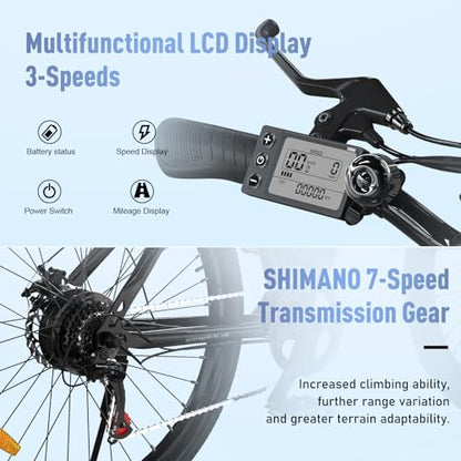 COLORWAY Electric Bike for Adults, 26" Mountain Bike, Electric Bicycle Commute E-bike with 36V 15Ah Removable Battery, LCD Display, Dual Disk Brake,Range up to 45-100km.