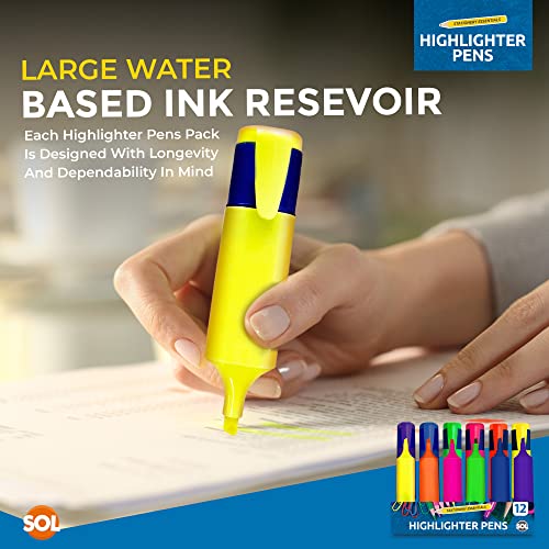 - SOL 12pk Highlighters | Chisel Tip Marker Pen | Highlighter Pens Multipack -