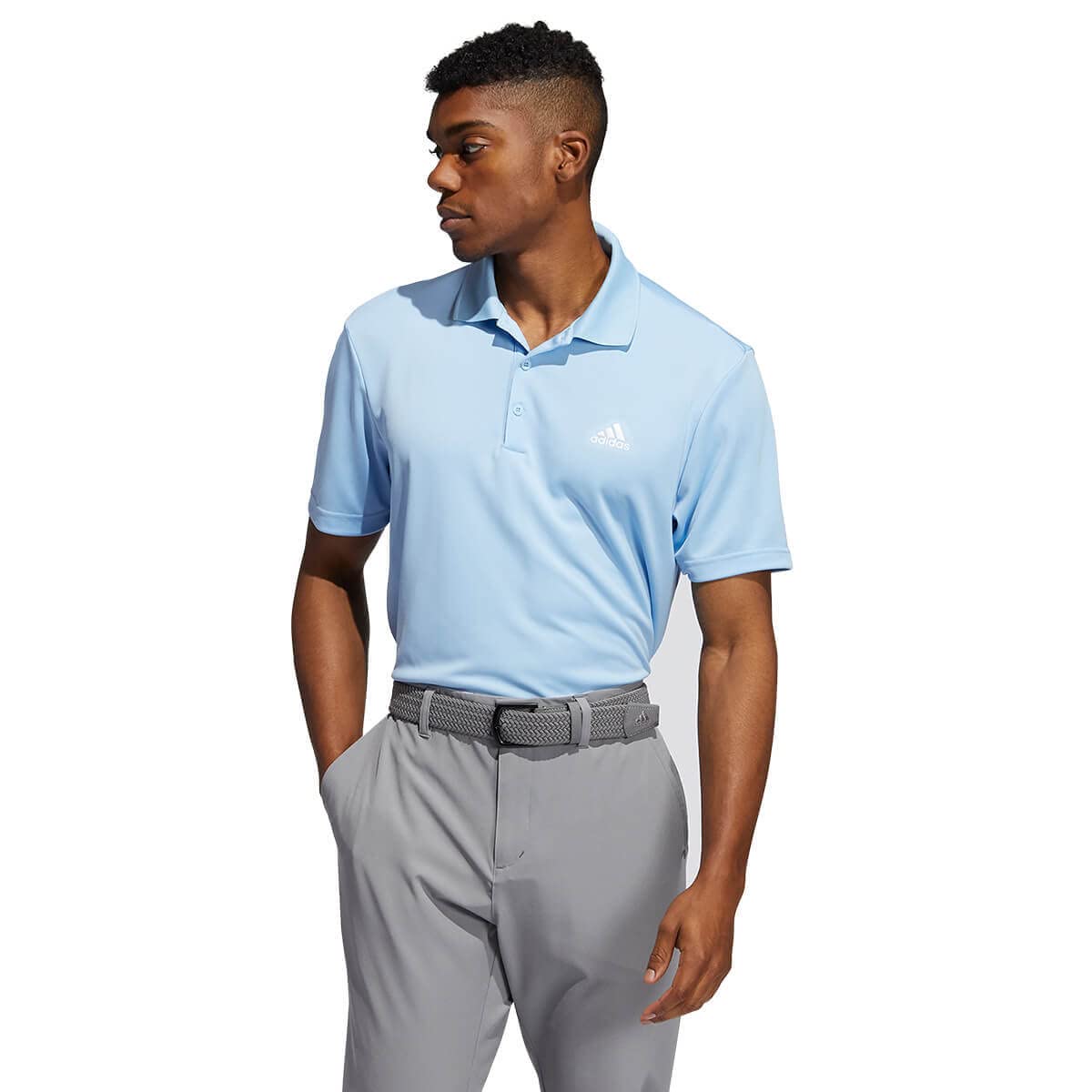 adidas Men's Performance Primegreen Polo Shirt (Short Sleeve) L Clear Sky