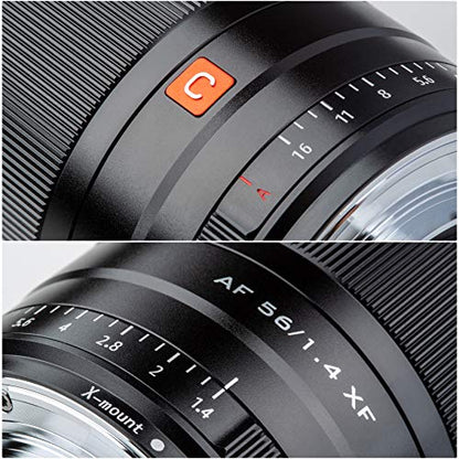 - VILTROX AF 56mm f1.4 XF Prime Portrait Lens for Fuji X Mount Cameras X-E4 X-H1 X-S10 X-T4 X-Pro3 X-T200(STM, Auto Focus, APS-C), Black -