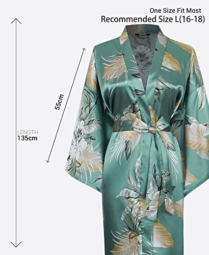 DiaryLook Ladies Kimono Dressing Gowns for Women Long Kimono Robes Satin Long Bridesmaid Robes Floral