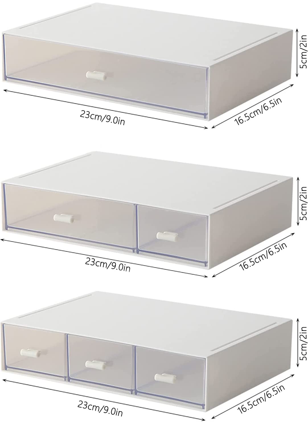 Desktop Organizer-Stackable Organizer Drawers, Plastic Drawers Organizer Perfect for Collection Small Item/Cosmetic Office Organization - 6 drawers (White)