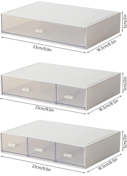 Desktop Organizer-Stackable Organizer Drawers, Plastic Drawers Organizer Perfect for Collection Small Item/Cosmetic Office Organization - 6 drawers (White)