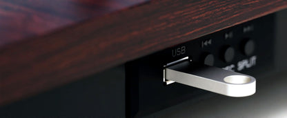 - Vinyl Record Player with Bluetooth In & Out | Premium Cartridge | USB Recording | AUX Input and RCA Output | In-built Stereo Speakers | Slipmat Included | MAJORITY Moto (Walnut) -