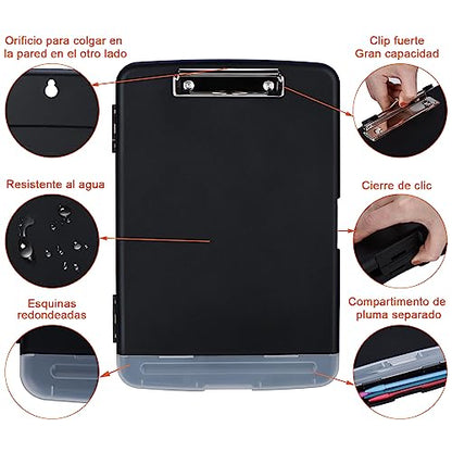- ZCZN Plastic Clipboard with Storage, A4 Clipboard Folder with Separate Pen Holder