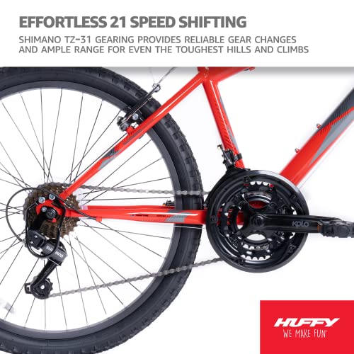 - Huffy Stone Mountain Kids | 24 Inch Wheel | 21 Speed | Hardtail Red Mountain Bike -